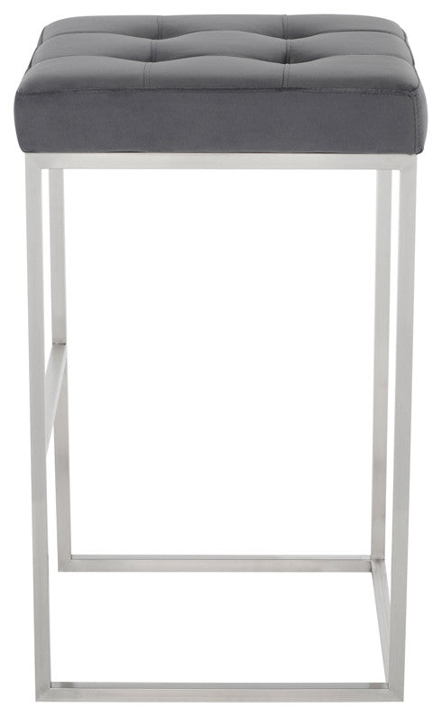 Chi Tarnished Silver Fabric Bar Stool