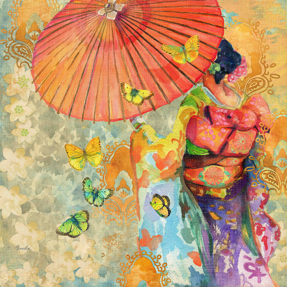 "Umbrella Butterflies" Painting Print on Canvas by Evelia