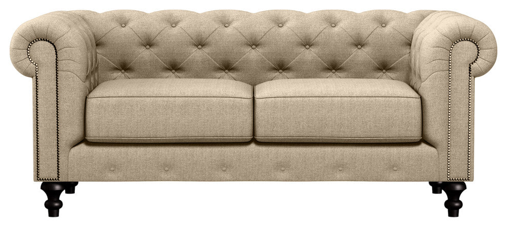 Nativa Interiors London 72" Sofa, Flax, Deep Plush Depth