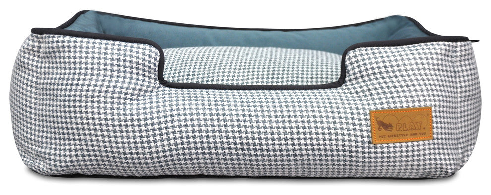 Lounge Bed Houndstooth, Blue and White, Small