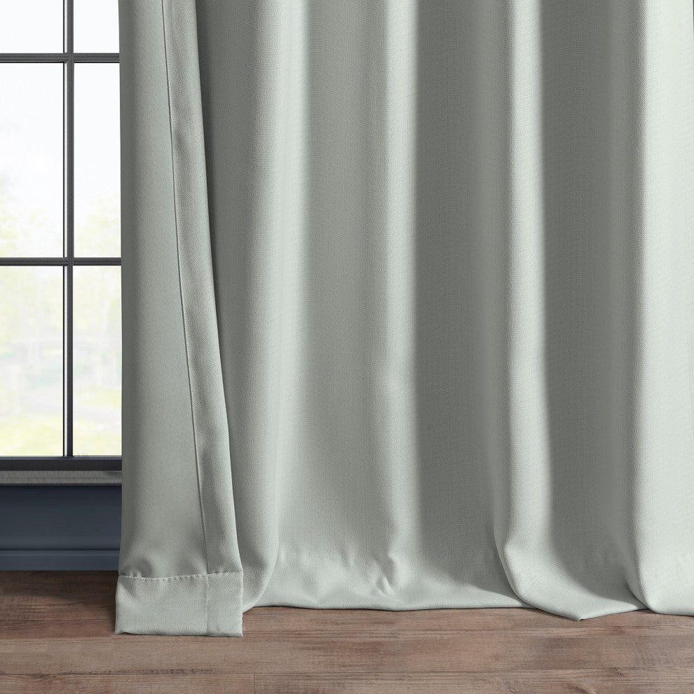 Faux Linen Darkening Curtain Single Panel, Oyster, 50"x108"