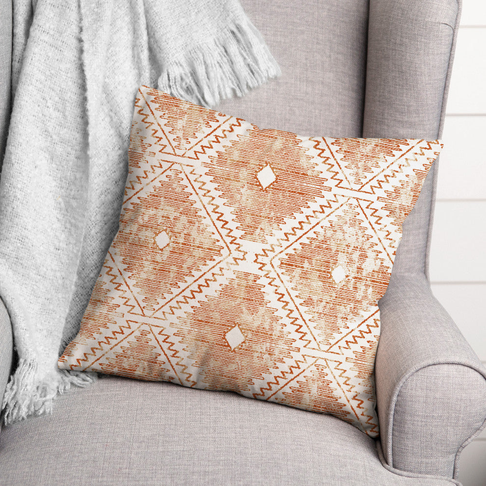 Orange Ikat 18 x 18 Spun Poly Pillow