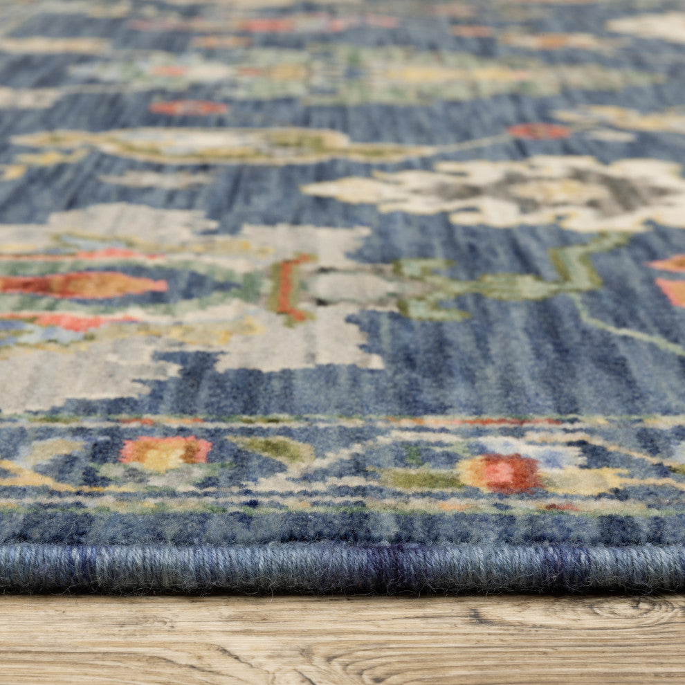 Leoness Vintage Traditional Blue/ Multi Area Rug, 2'6" x 12'