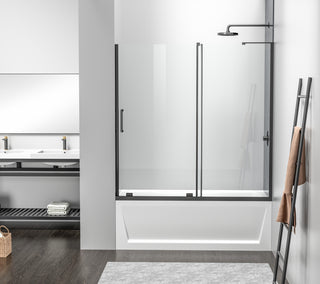Home Living 60X60 Frameless Sliding Tub Door, Matte Black