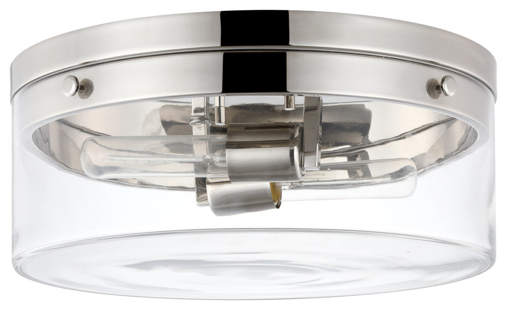 Intersection Small Flush Mount Fixture, Polished Nickel With Clear Glass