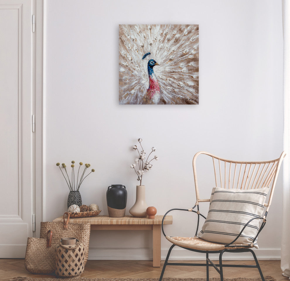 Hand Painted "The Noble Peacock" oil paiting original Art