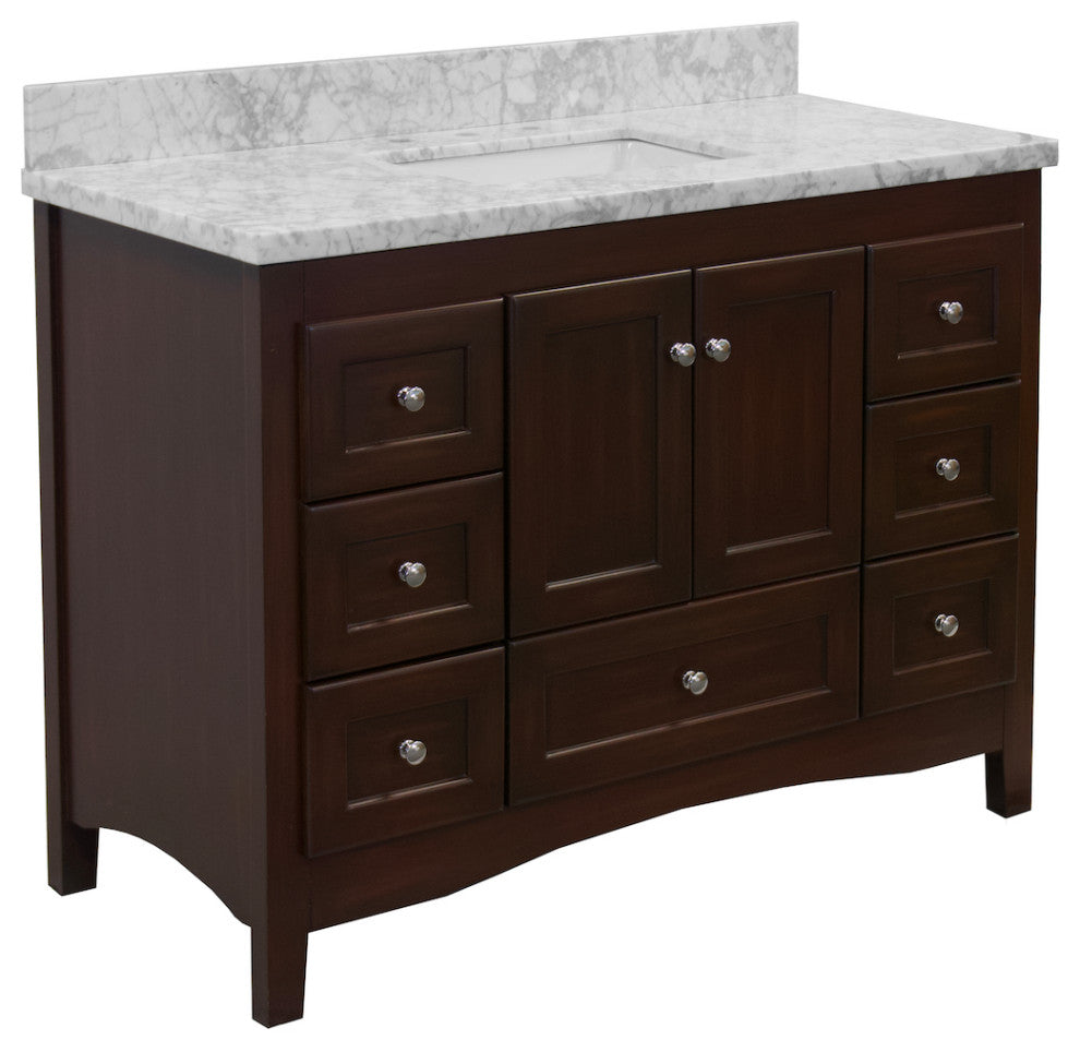 Abbey 48" Bathroom Vanity, Chocolate, Carrara Marble