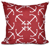 Anchor's Up, Geometric Print Pillow, Red, 20"x20"