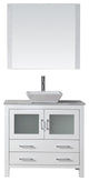Virtu Dior 36" Single Bathroom Vanity, White With Faucet and Mirror