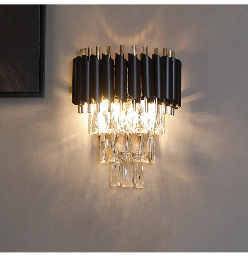 Luceyran | Modern Black LED Crystal Wall Lamp