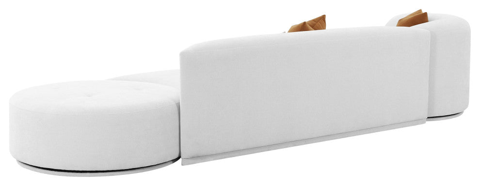 Fickle Grey Velvet 3-Piece Chaise Modular Sofa - Grey