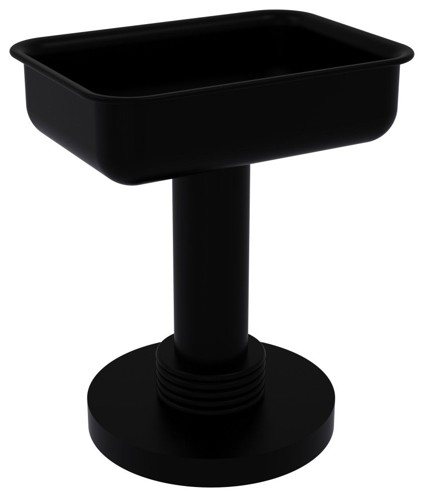 Vanity Top Soap Dish with Groovy Accents, Matte Black