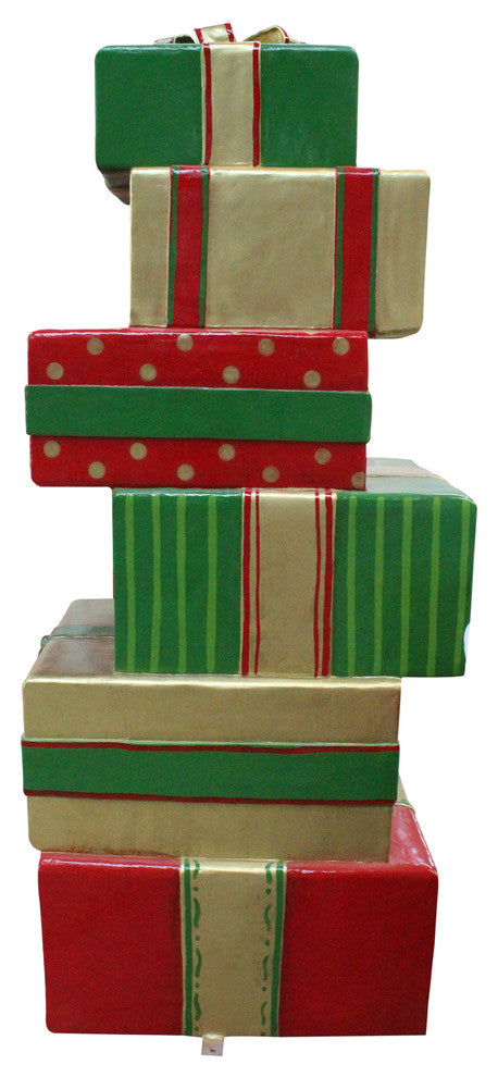 Stack Of Gifts, Red, Gold And Green, Traditional Collection A