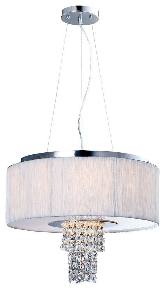 Adrienne 6-Light Stainless Steel, Crystal Chandelier With Plisse Fabric Shade