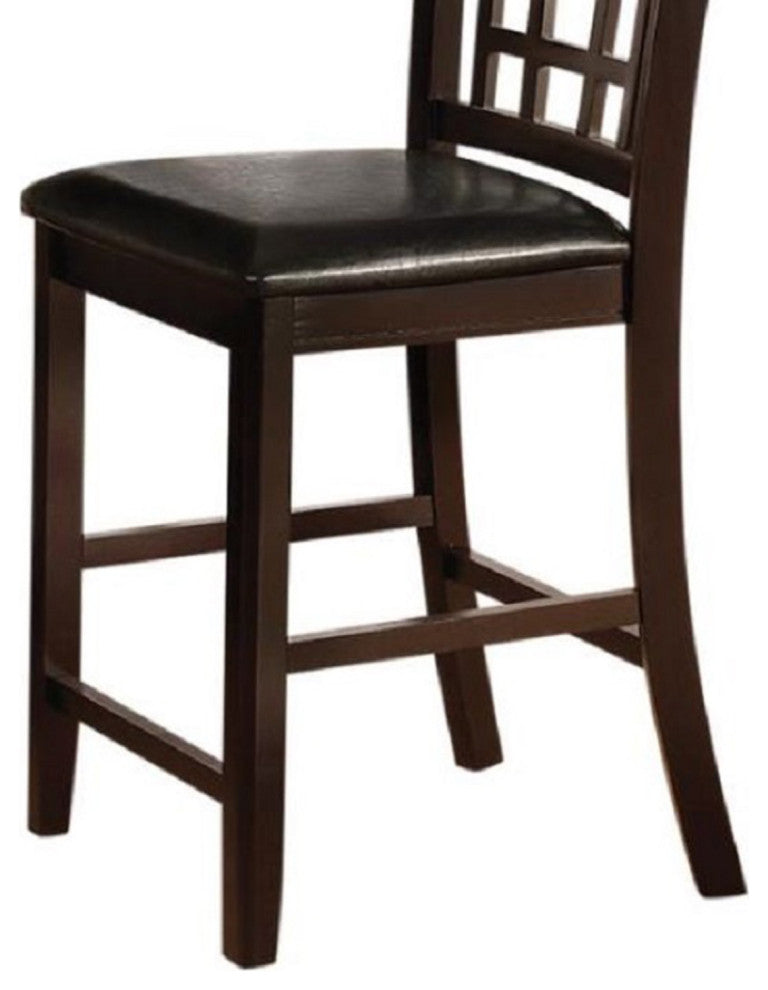 Set of 2 Counter Height Stools Black and Espresso