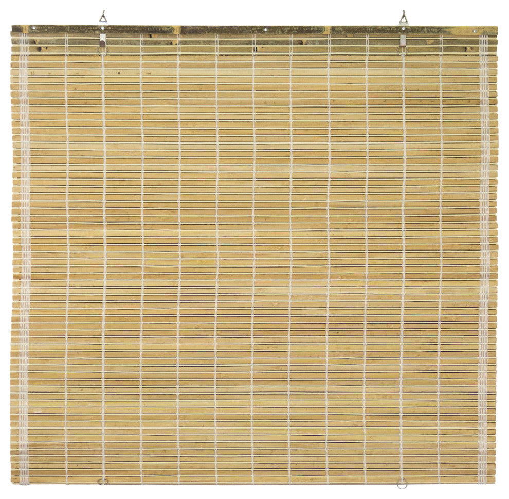 Burnt Bamboo Cordless Window Shade, Natural, 24" W