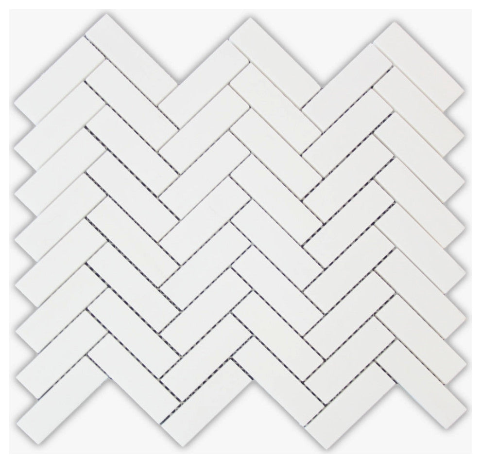 Bianco Dolomiti Polished 1x3 Herringbone Marble Mosaic