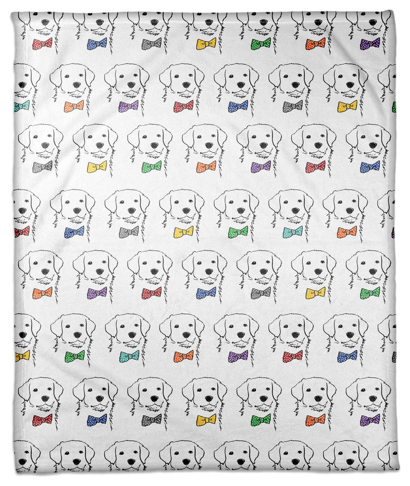 Dogs with Polka Dot Bow 50x60 Coral Fleece Blanket