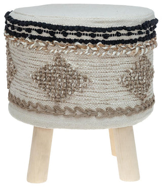 Parkland Collection Guroom Transitional Beige Cotton Wooden Stool