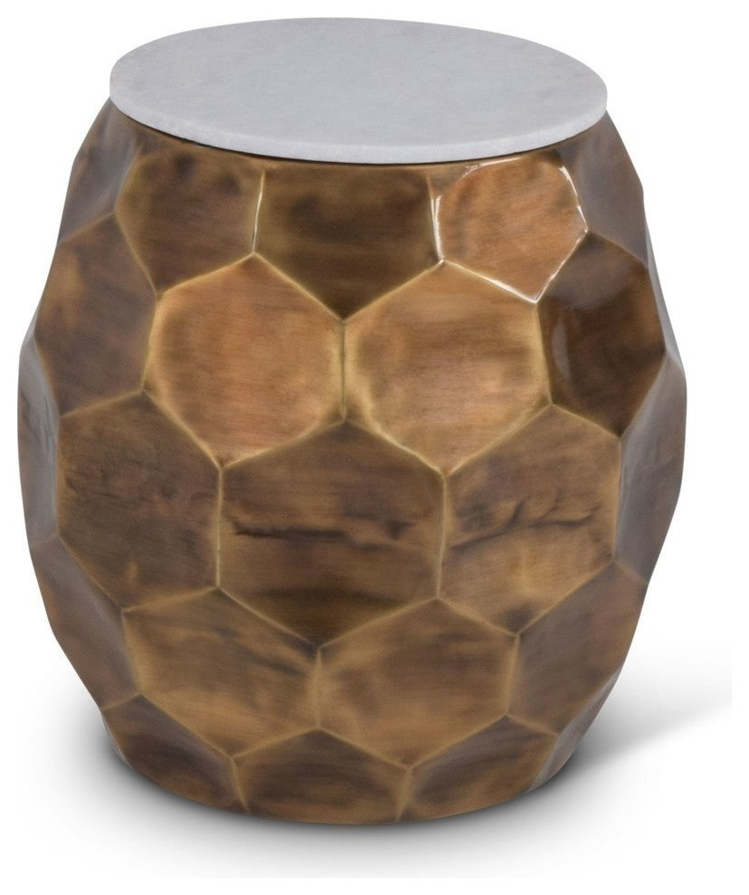 Stomp Round End Table, Brass