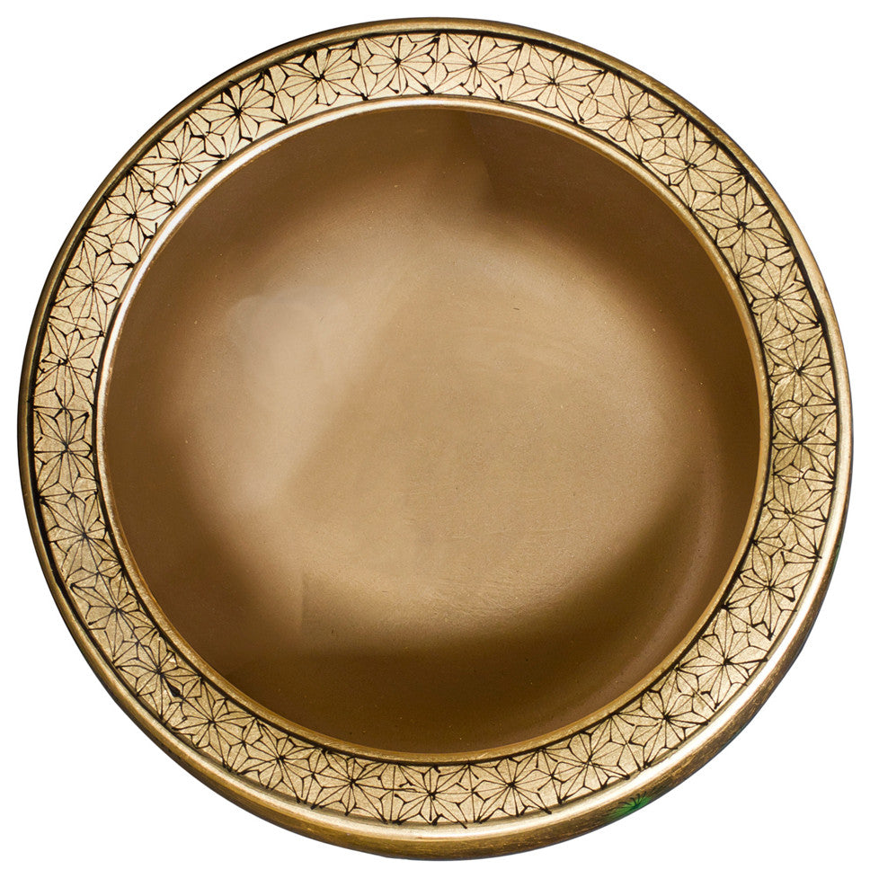 12 Inch Gold Leaf Longevity Cranes Fishbowl Planter, With Stand