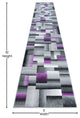Elio Collection Color Blocked Area Rug, Purple, 3' X 16'