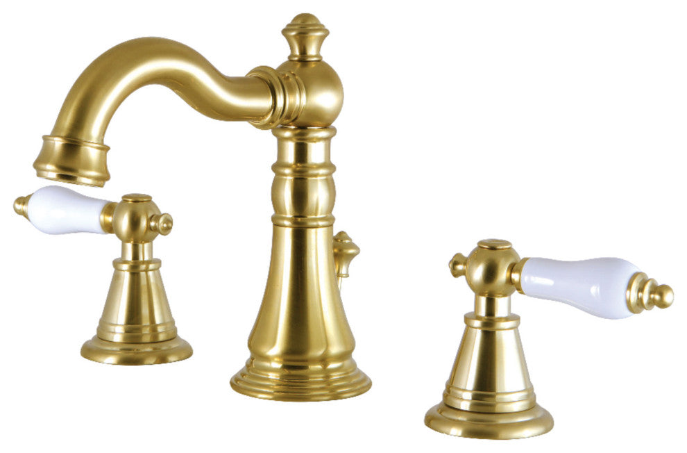 Fauceture Widespread Bathroom Faucet With Retail Pop-Up, Brushed Brass