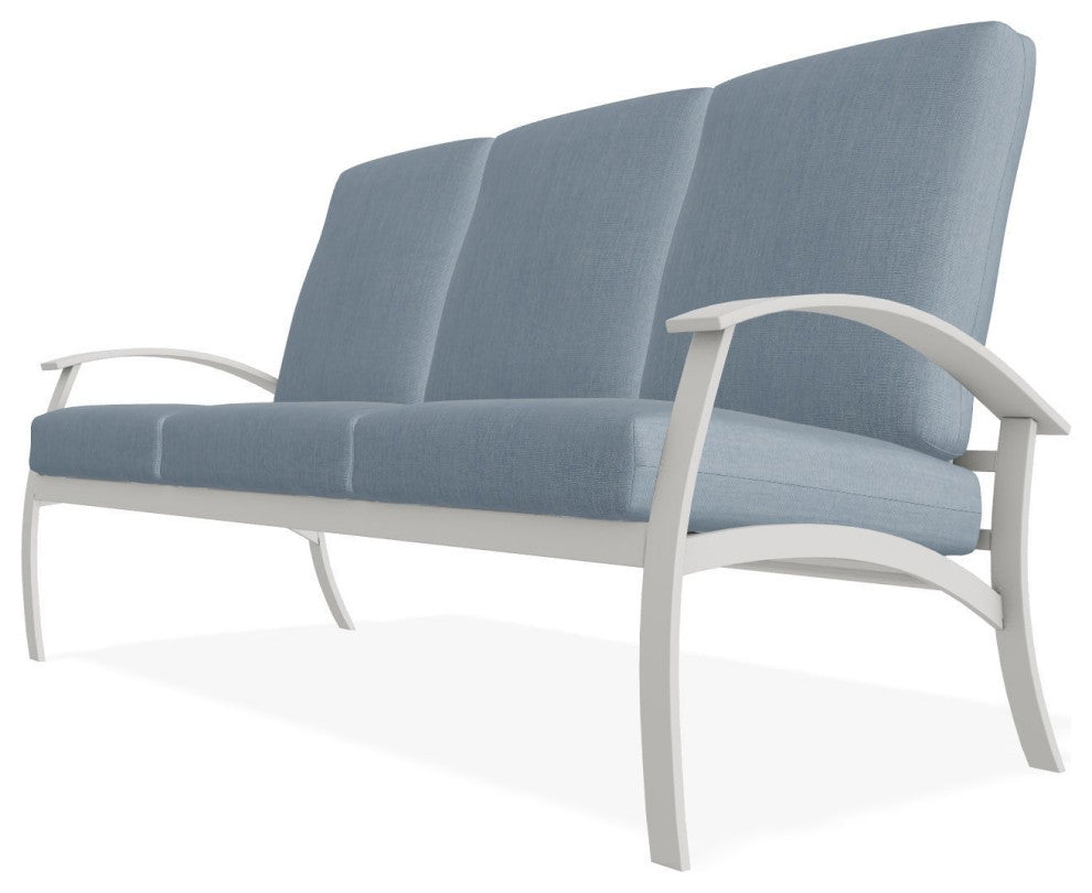 Belle Isle Cushion 3-Seat Outdoor Sofa, Canvas Haze/Snow
