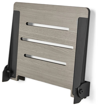 SlimLine Folding Wall Mount Shower Bench Seat, Weathered Ash Seat, Matte Black