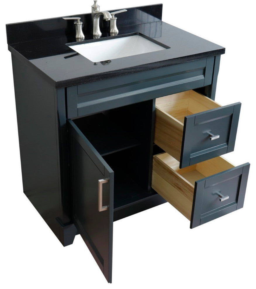 37" Single Sink Vanity, Dark Gray Finish With Black Galaxy Granite