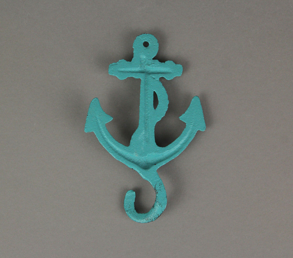 Set of 4 Cast Iron Ship Anchor Coat Hooks Decorative Hanger Coastal Wall Decor