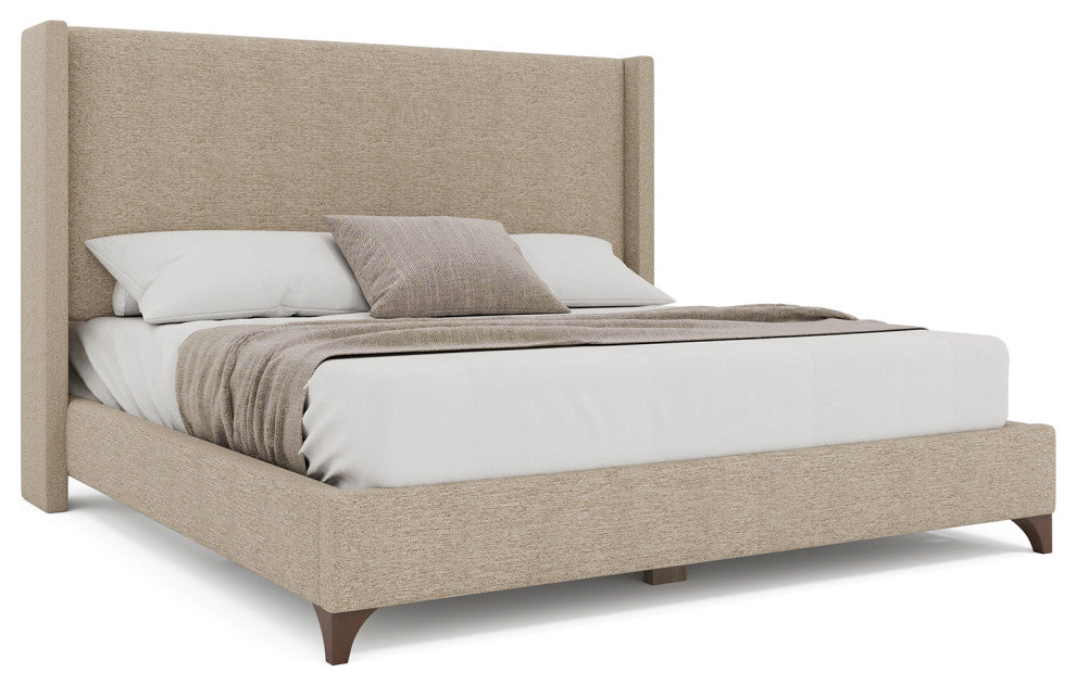 Nativa Interiors Megan Classic Plain Upholstered Bed, Flax, King