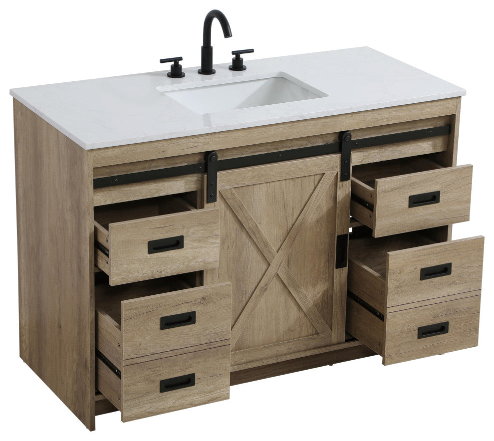 Home Living 48" Single Bathroom Vanity, Natural Oak