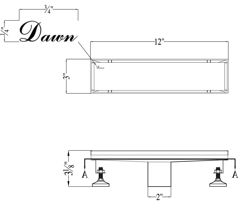 Dawn Volga River Series, Linear Shower Drain 12"L
