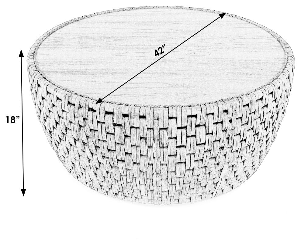 Captiva Round Rattan Drum Coffee Table