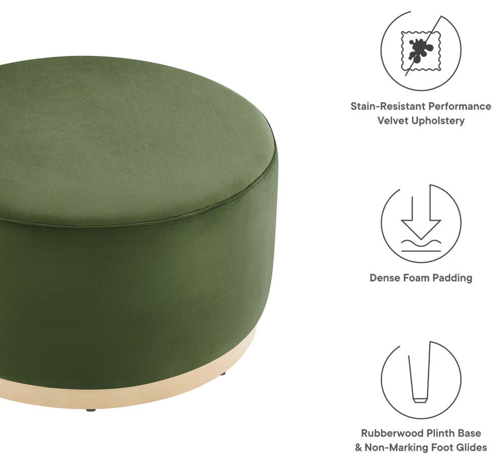 Tilden Large 29" Round Performance Velvet Upholstered Ottoman