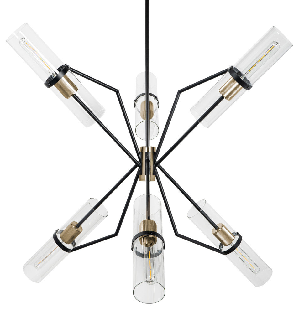 Everly 6 Light Chandelier Modern Sputnik Chandelier, Black/Brass