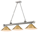 Zlite 2306-3BN-RB15 3-Light Billiard, Rubbed Brass