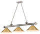 Zlite 2306-3BN-RB15 3-Light Billiard, Rubbed Brass