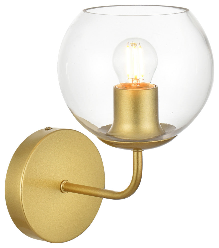 1 Light Brass And Clear Bath Sconce