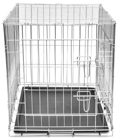37" Dog Crate 2 Door w/ Divide w/ Tray Fold Metal Pet Animal Cage Kennel House