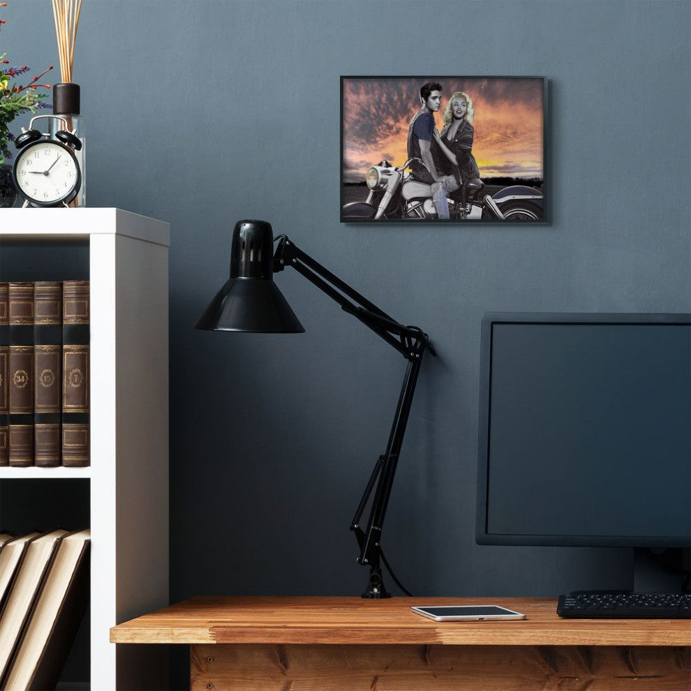 Stupell Industries Sunset Motorcycle Vintage Hollywood Movie Star, 11 x 14