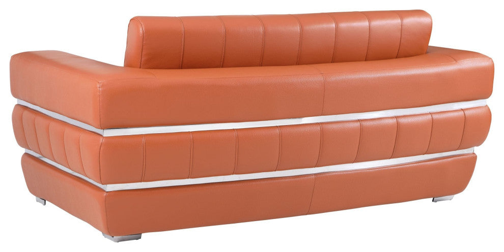 Ferrara Genuine Italian Leather Modern Loveseat Camel