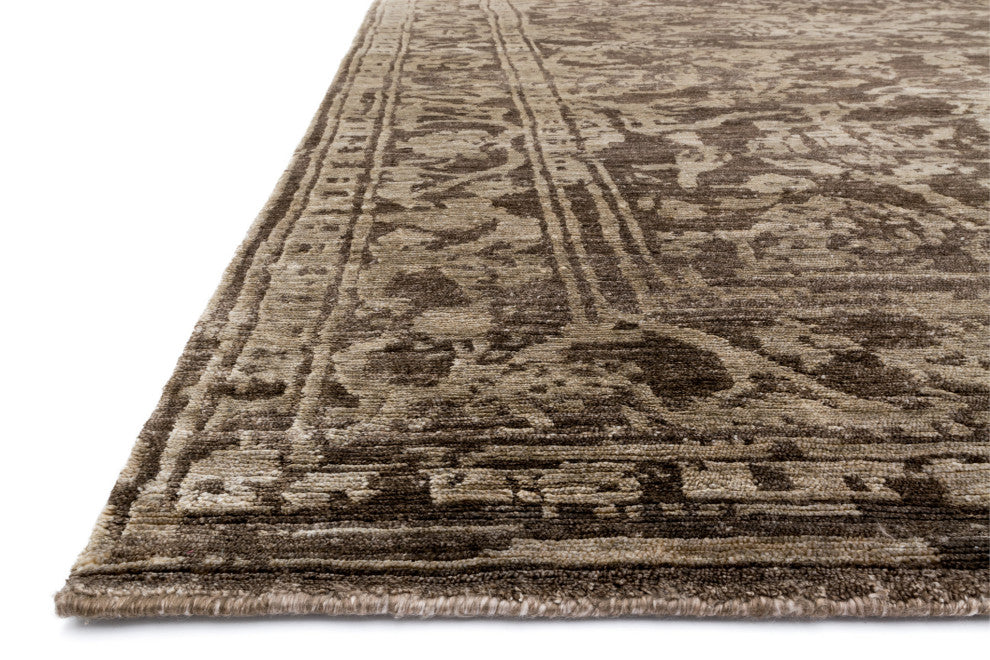 Brown Pinecone Hand Knotted Viscose from Bamboo Mirage Area Rug by Loloi, 2''0"x3
