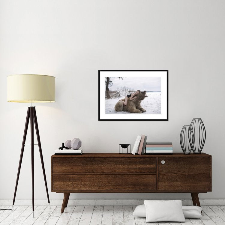 "Napping on a Bear" Framed Digital Print by Olga Barantseva, 38"x28"