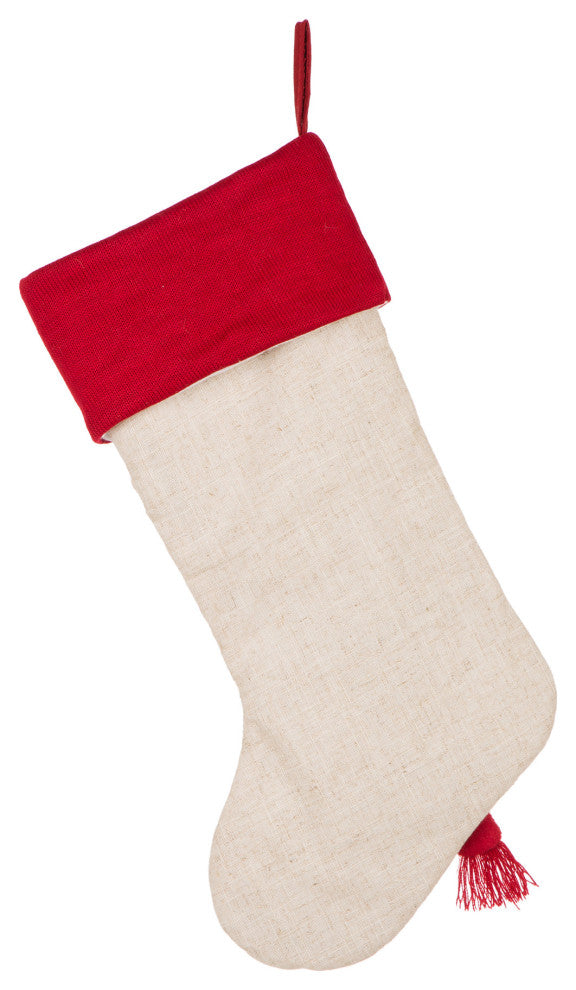 Set of 3 LED Embroidered Linen Christmas Decoration, Stocking and Tree Skirt