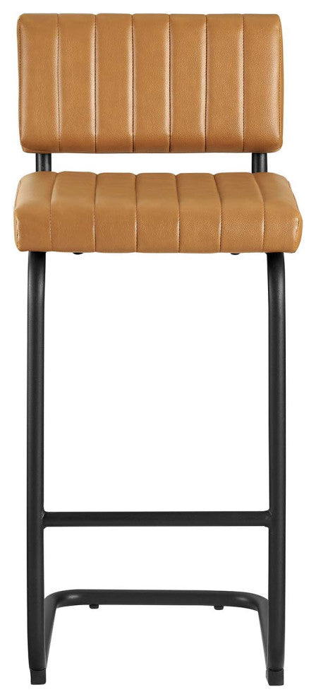 Parity Vegan Leather Counter Stools, Set of 2, Black Tan