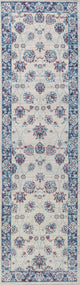 Modern Persian Vintage Moroccan Traditional Cream/Navy 2'x8' Runner Rug