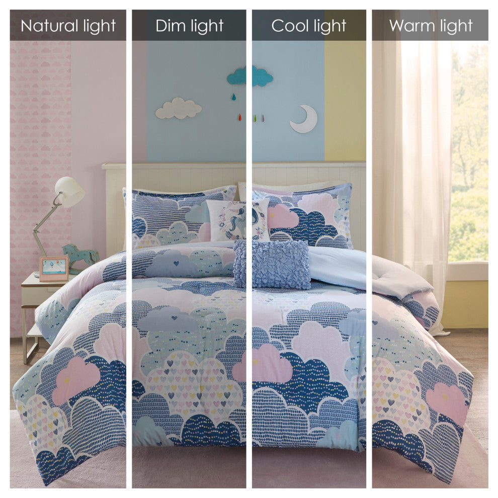 Kids Cotton Comforter/Duvet Cover/Coverlet Set, Blue, Twin, Duvet Cover