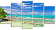 "Tranquil Seychelles Tropical Beach" Modern Seascape Wall Art, 5 Panels, 60"x32"